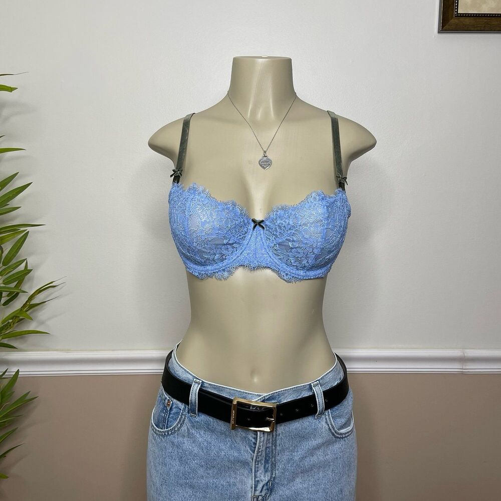 Victoria’s Secret Dream Angels Blue Embroidered Push-Up Without Padding Bra